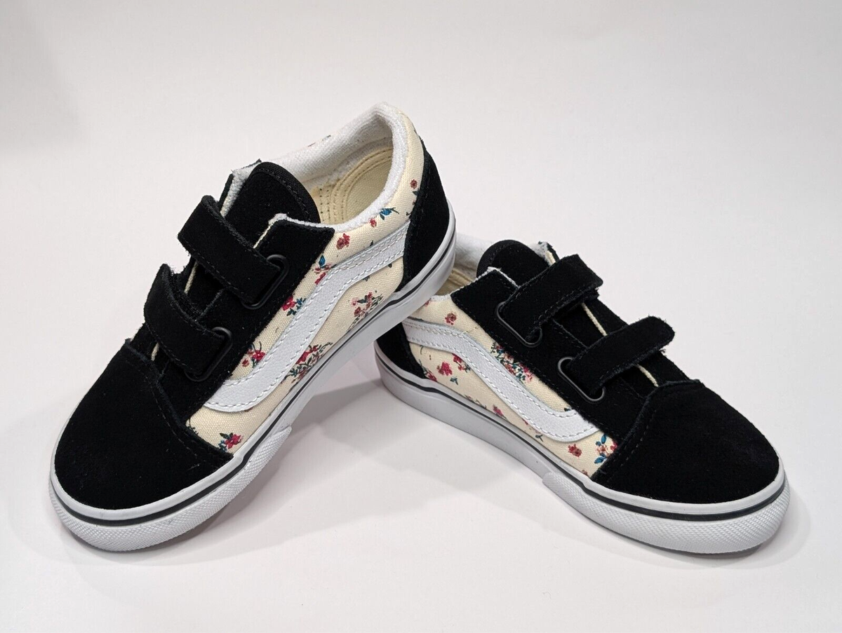 Vans Old Skool V Ditsy Floral Black/Multi Toddler Girl's Skate