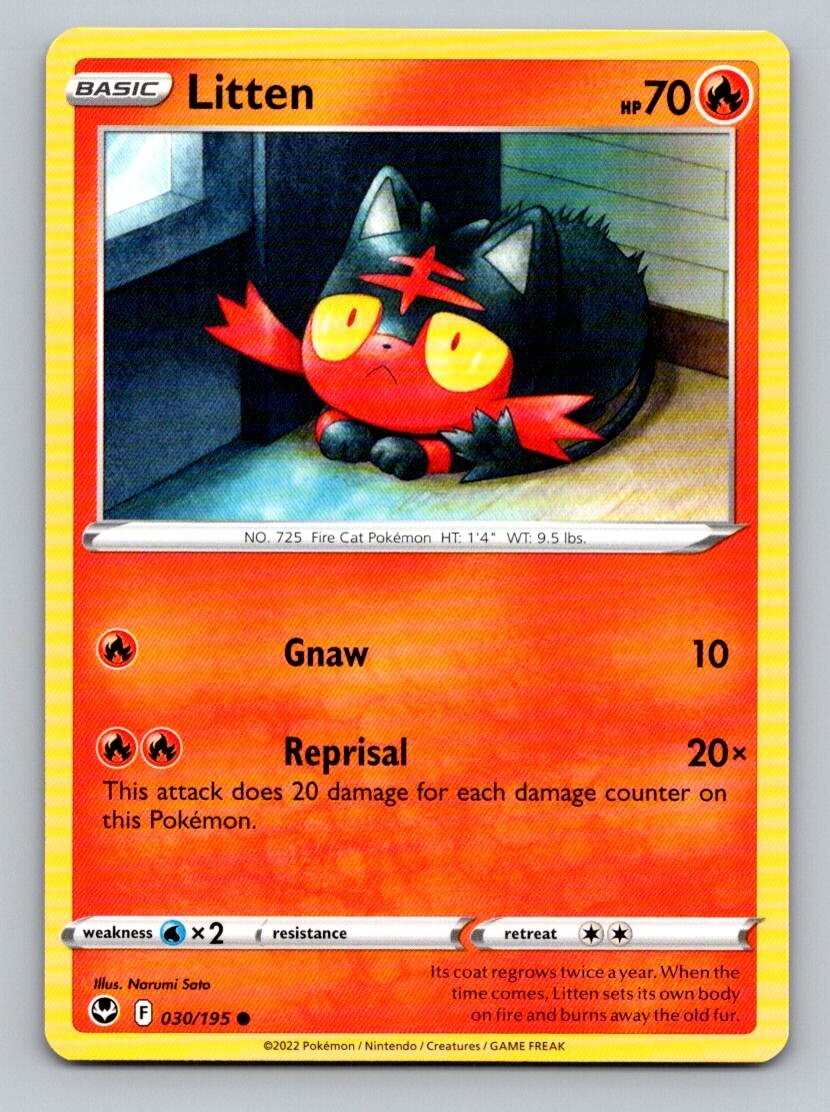 2022 Pokemon Card Silver Tempest Litten 30/195