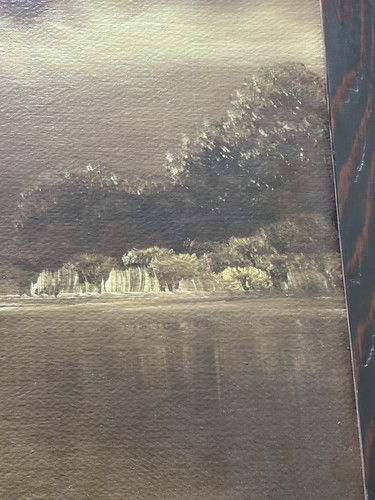 Alvah Browning Oil On Board Dutch Mill By Moonlight Framed Vintage - Bild 5 von 10