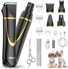 Small Dog Grooming Kit, 4 in 1 Electric Cordless Dog Paw Trimmer with Nail Grind
