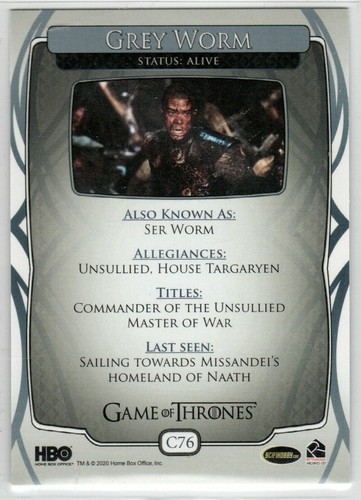 GAME OF THRONES THE COMPLETE SERIES THE CAST INSERT C76 GREY WORM - Picture 2 of 2