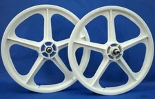 Skyway BMX 20" Tuff Wheels WHITE retro NEW wheelset sealed bearings 3/8 axles *