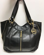 NEW MICHAEL KORS MOXLEY BLACK SOFT LEATHER,GOLD HARDWARE SHOULDER TOTE,HAND BAG