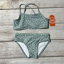 Wonder Nation Toddler Girl Polka Dot Bikini Size 3T. NWT Sage Green  White