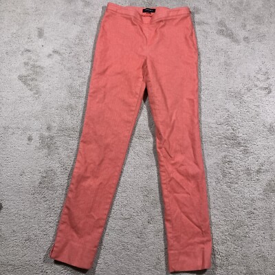 Lafayette 148 Stretch Twill Stanton Pants Womens 2 Red Textured Side Zip Casual
