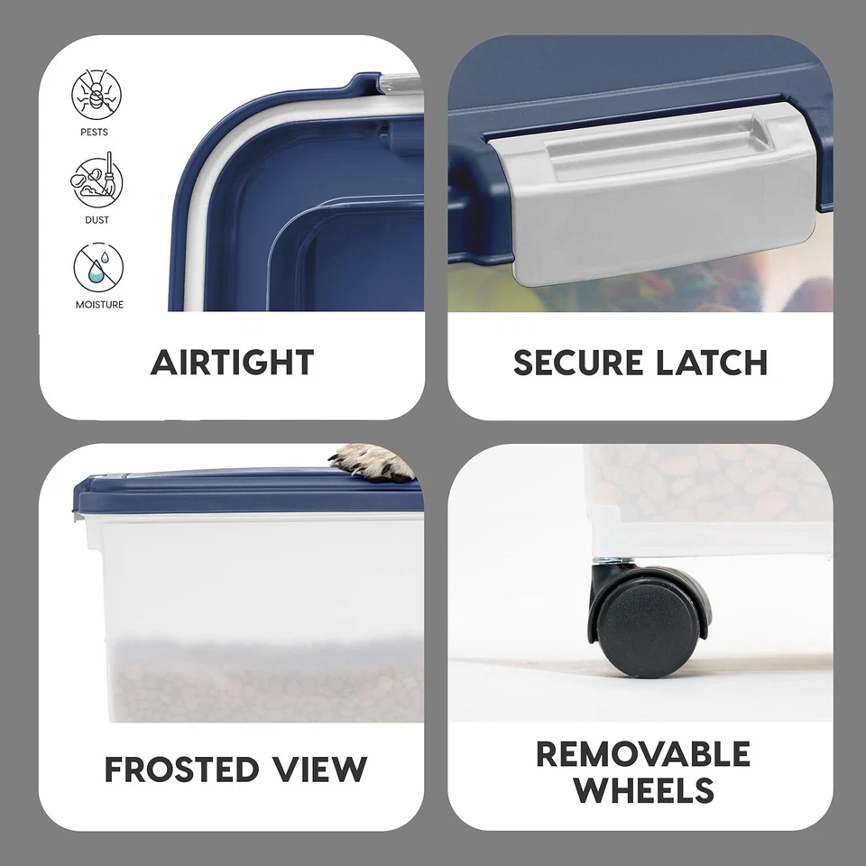 IRIS Airtight Pet Food Container For Dry Pet Food Seed Up to 38lbs Storage-Blue - image 4 of 4