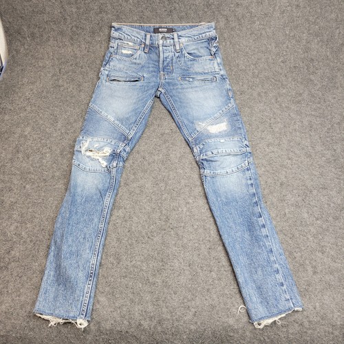 Hudson Jeans Mens 29 Blue Blinder V2 Biker Distressed Moto Denim Raw Hem Y2K - Picture 2 of 14