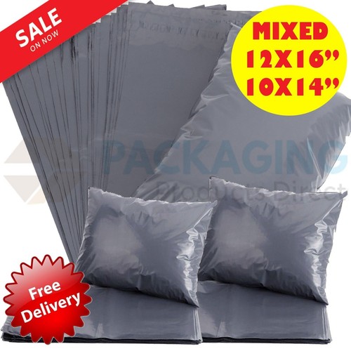 50 MIXED MAILING BAGS GREY PARCEL PACKAGING 12 x 16 and 10 x 14