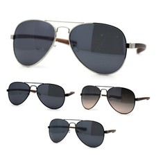Mens Classic Airforce Woodgrain Wrap Arm Metal Pilots Sunglasses