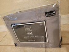 Fairfield Square Collection GREY Brookline 1400 Thread 6 Pc. Sheet Set, King