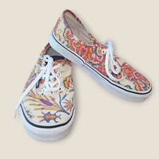 Vans Authentic Paisley Floral Low Top Sneakers Women 7 Men 5.5 Multicolor Canvas