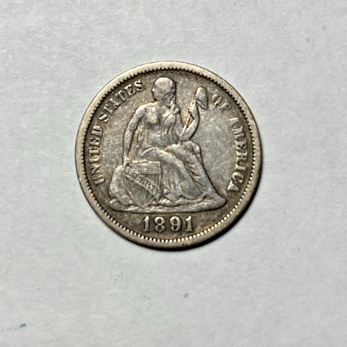 1891 Seated Liberty Dime Choice VF+