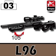 Black L96 Military Sniper Rifle Weapon For Lego Minifigures And Bricks
