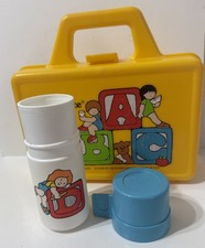Vintage 1979 Fisher Price Quaker Oats 638 Yellow Mini Lunch Box W/ Thermos USA