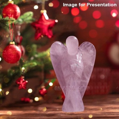 Angel in Natural Rose Quartz Gemstone Size - 2 inch - om pooja shop
