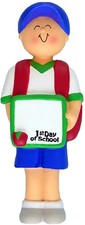 First Day of School Male Personalized Christmas Tree Ornament