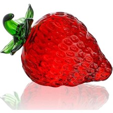 Glass Strawberry Figurine Crystal Fruit Collectible Decoration