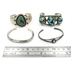Southwest Sterling Turquoise Mother of Pearl Hand Stamp Cuffs Lot of 4 #S5638-5 — photo 10