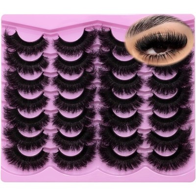 Mink Lashes Fluffy 20mm Volume False Eyelashes 8D Cat Eye Strip Lashes D Curl 14