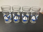 Vintage Anchor Hocking Sailboat 16oz Drinking Glasses Set of 4 Nautical