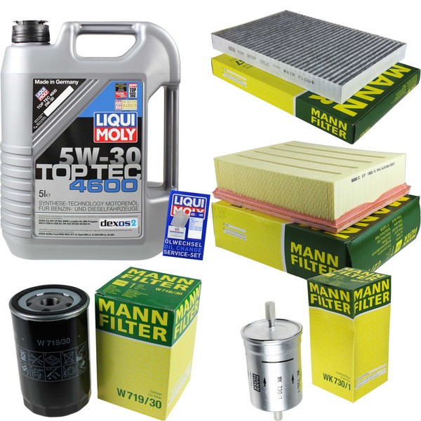 Mann Inspektionspaket 5L Liqui Moly Top Tec 4600 5W-30 FüR Audi A4 2.0 1.6-image