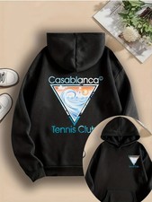 Women'S Green Graphic Hooded Sweatshirt - Double-Sided Front  Back Print with C