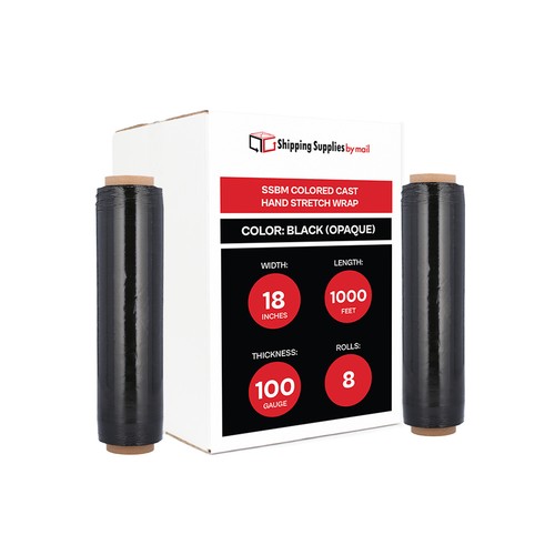 8 rollos de película de envoltura elástica manual calibre 100 calibre 18" x 1000' negro oscuro - Imagen 2 de 10
