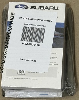 2026 SUBARU FORESTER OWNERS MANUAL LUXURY SPORT UTILTY H4 2.5 AWD FWD NAVIGATION