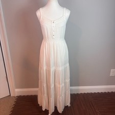 Forever 21 Womens White Tiered Maxi Dress Sm cottagecore fairy coquette whimsy