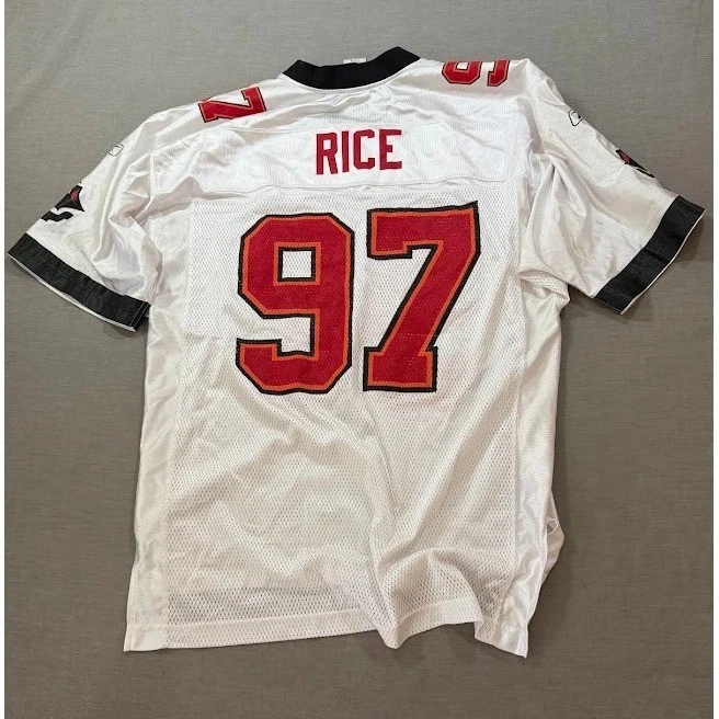 Camiseta de fútbol americano Reebok Tampa Bay Buccaneers NFL Rice #97 blanca roja talla mediana Foto 4 de 4