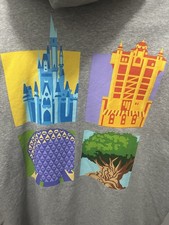 Walt Disney World 4 Parks Full Zip Up Hoodie Gray 2XL XXL Double Sided