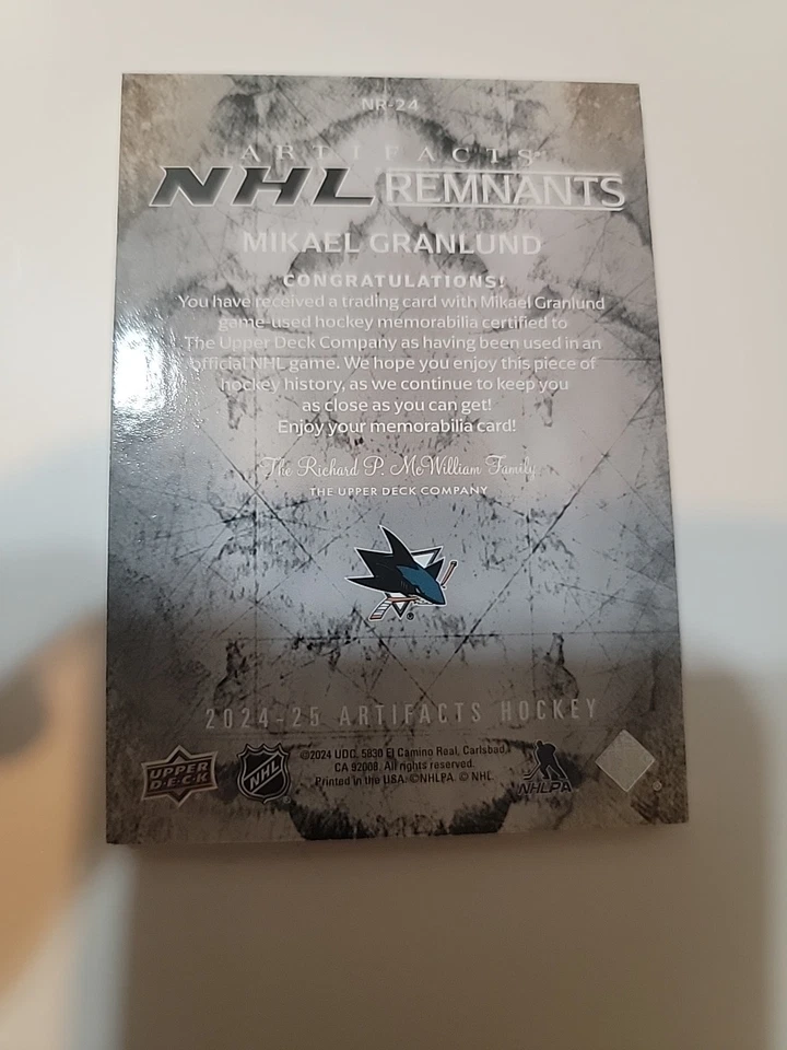 2024-25 Upper Deck Artifacts - NHL Remnants #NR-24 Mikael Granlund (MEM) - Image 2 of 2