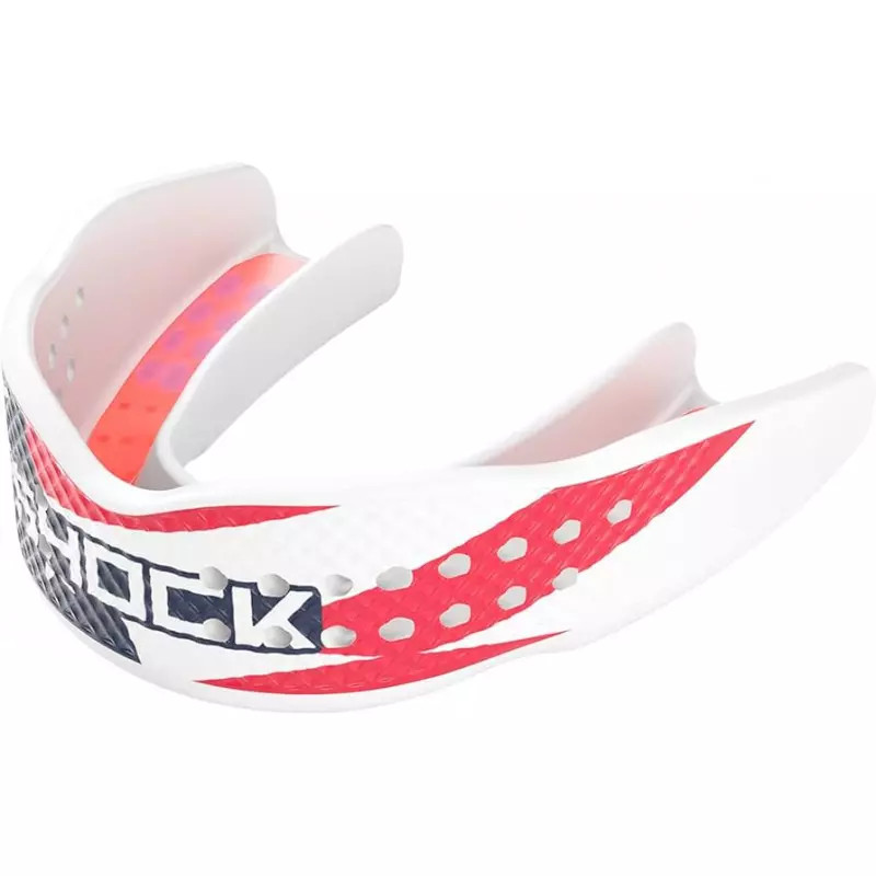 Protège-dents Shock Doctor Trash Talker bleu blanc rouge sans strap pour adulte