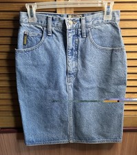 Armani Jeans Vintage High Rise Denim Mini Midi Skirt Size 8 US Made in USA