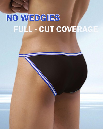 Men's Underwear Briefs Sexy Silk Low Rise Pouch Bikini Black L - Picture 3 of 7