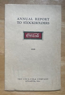 1929 Coca-Cola Coke Annual Report Warren Buffett Berkshire Hathaway Acquired