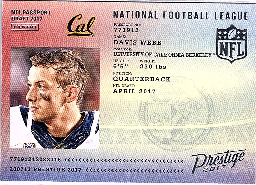 2017 Panini Prestige #3 Davis Webb NFL Passport