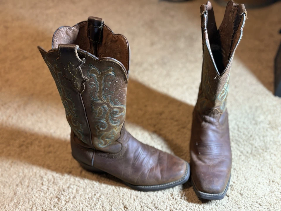 Justin Botas Mujer 7B Peine Última Puntera Cuadrada Envejecida Estampida Vaquera Foto 2 de 4