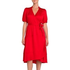 Draper James Women's Wrap Midi Dress Size Medium in Red