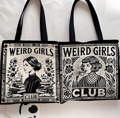 2pc Weird Girls Club Canvas Tote Bags | Reusable Shopping | Grocery | Book Bag