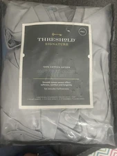 Threshold Signature 800 Thread Count Cotton Sateen Full Sheet Set Gray NEW