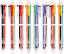 24 PCS 0.5mm 6-in-1 Multicolor Ballpoint Pen 6 Colors Transparent Barrel
