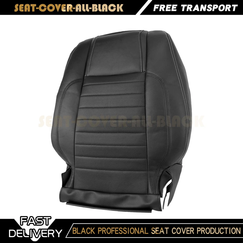 For 2010 - 2014 Ford Mustang GT Driver Bottom & Top Perforated Seat Cover Black - Изображение 2 из 4