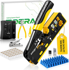 RJ45 Pass-Through Crimping Tool Kit for Cat7, Cat6, Cat5 Includes Cable Tester
