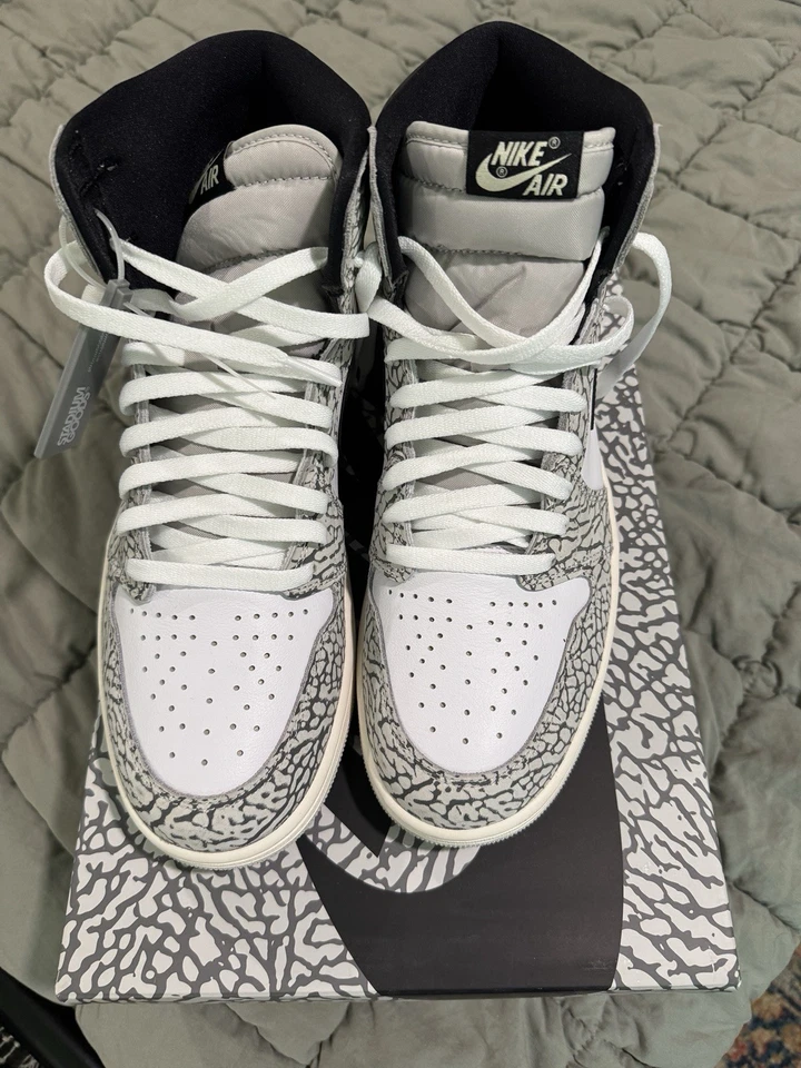 Size 12.5 - Air Jordan 1 Retro OG High White Cement Black White (DZ5485-052) - Image 4 of 4