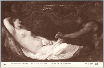 c1910s PARIS, France Fine Art Postcard  ''MUSEE DE LOUVRE - Jupiter et Antiope''