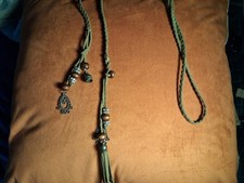 Exotic Women Waist Belt featuring olive green braided cord wooden beads