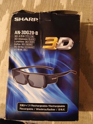 Sharp AN-3DG20-B 3D Glasses Rechargeable for 3D TV Home Theater New