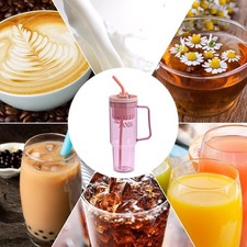 40oz Clear Tumblers with Lid and Handle and Straw,Leak-Proof BPA-Free Plastic Re