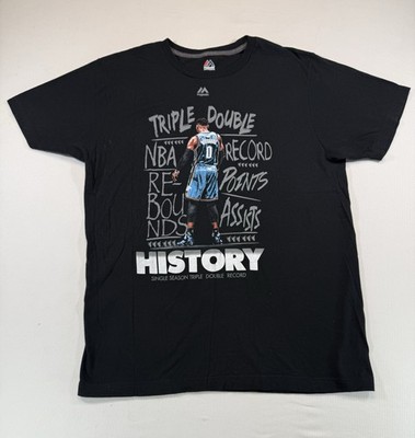OKC Thunder Westbrook Shirt Mens Large NBA Triple Double Record History Black L